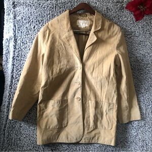 Vintage Margaret Godfrey Women's Brown Leather Button Up Jacket Coat - S…